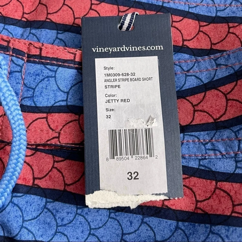 Vineyard Vines Men’s 9” Angler Stripe Board Shorts Waist 32 New